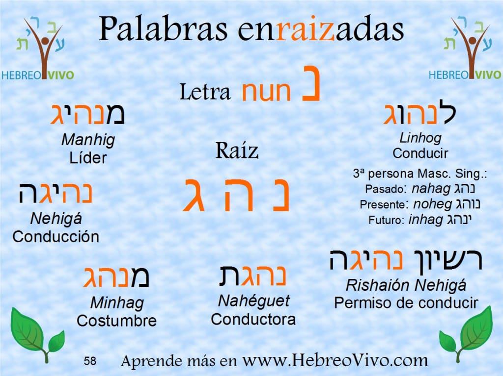 Palabras enraizadas en hebreo con la raíz NAHAG
